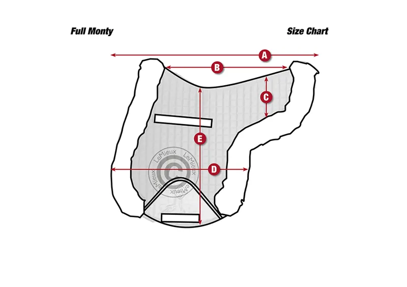 LeMieux Full Monty Lambskin Jumping/GP Numnah Size Guide